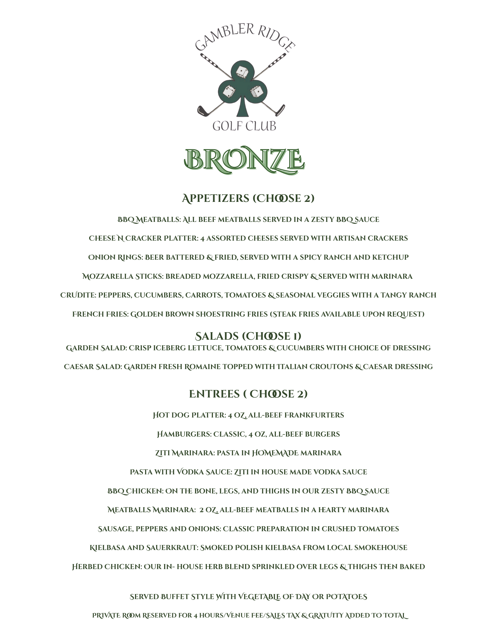 Banquets menu
