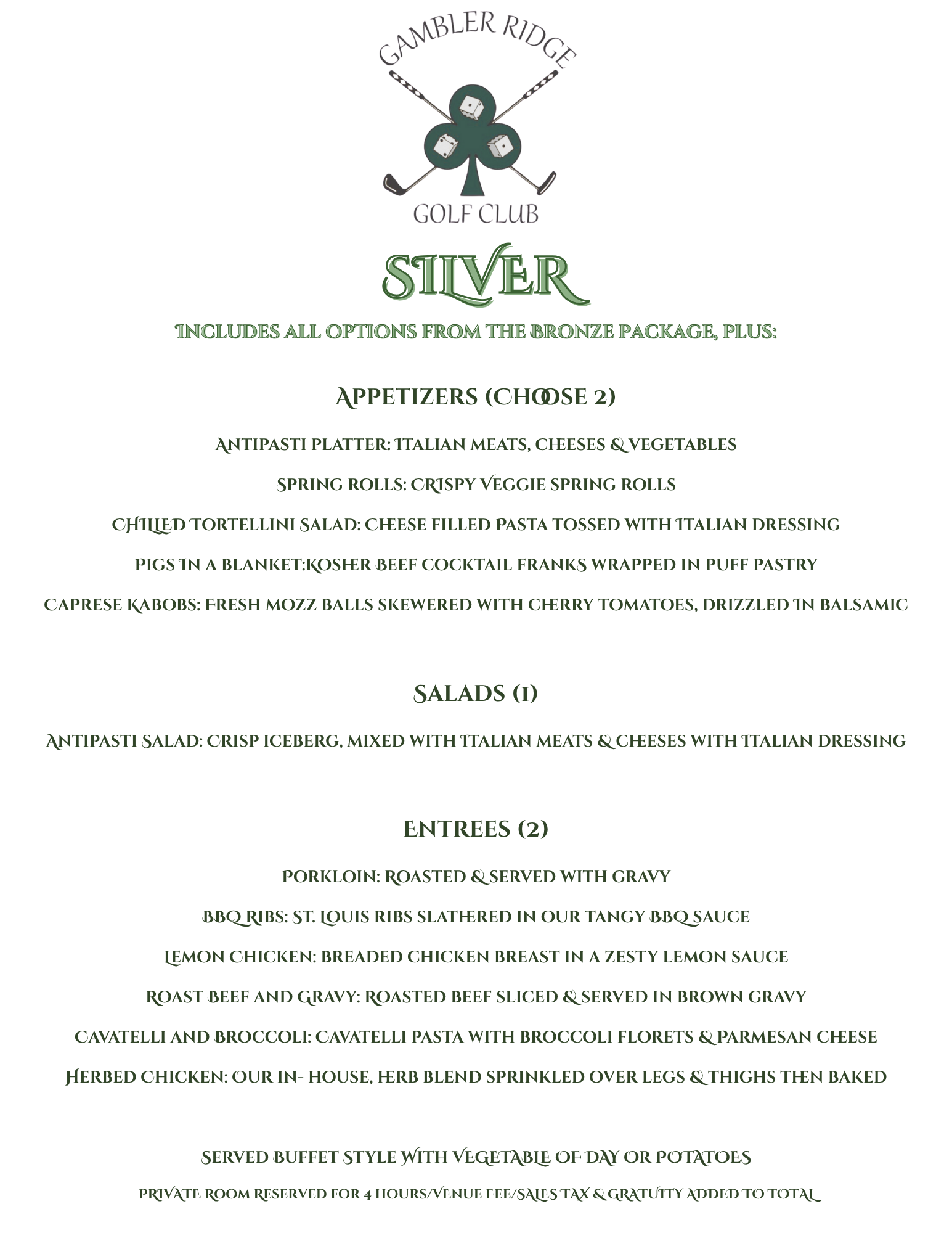 Banquets menu